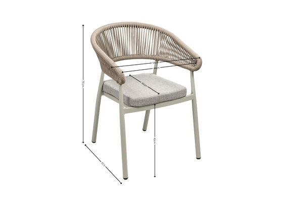 7-delige tuinset | 6 Knokke tuinstoelen (Sand) | Tuintafel Rock 235x95 cm (Beton)