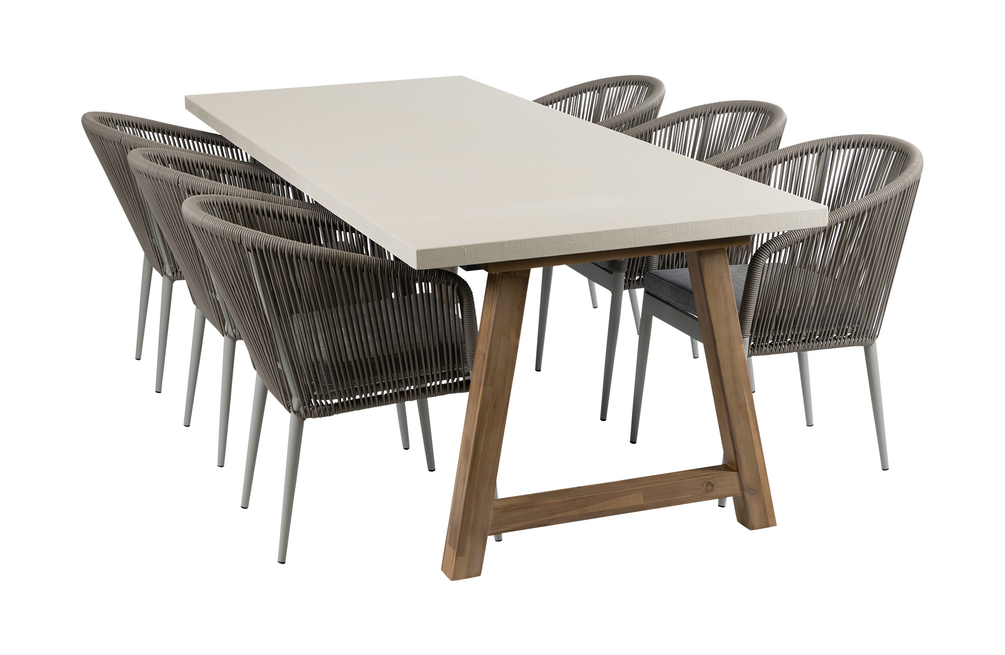 Normin 7-delige tuinset | 6 Sluis tuinstoelen (Sand/Off Sand) | Tuintafel Rock 235x95 cm (Sand)