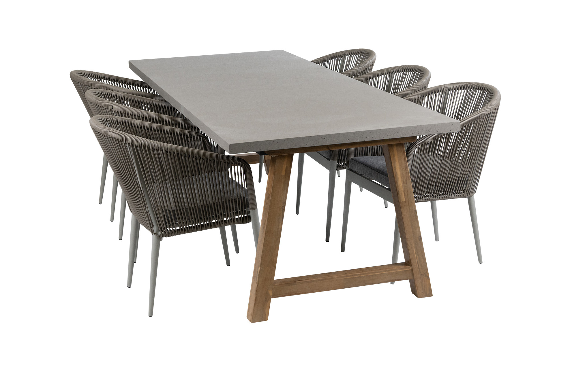 Normin 7-delige tuinset | 6 Sluis tuinstoelen (Sand/Off Sand) | Tuintafel Rock 235x95cm (Beton)
