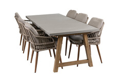 7-delige tuinset | 6 Isabel tuinstoelen | Tuintafel Rock 235x100cm