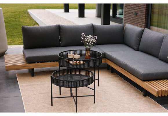 Hoek Loungeset Lissabon 3-delig | Acacia Teaklook & Antraciet | Inclusief loungetafel
