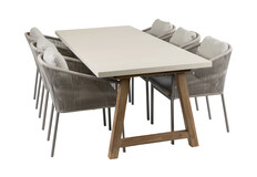 7-delige tuinset | 6 Elvira tuinstoelen | Tuintafel Rock 235x95cm