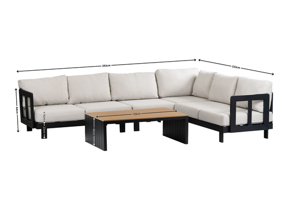 Hoek loungeset Tulum | 5-delig | Black