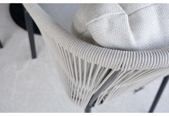 7-Delige tuinset | 6 Elvira tuinstoelen (Black) | Tuintafel Cyprus 225x100cm (Grey)