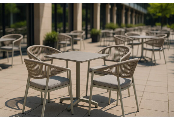 5-Delige tuinset | 4 Tuinstoelen Brugge (Sand) | Inklapbare tuintafel Gent 70x70cm  (Sand)