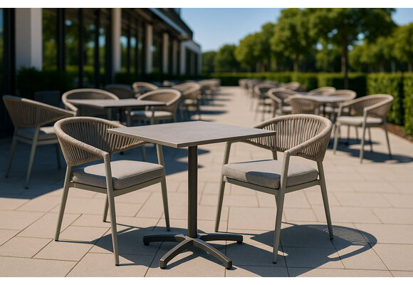 5-Delige tuinset | 4 Tuinstoelen Brugge (Sand) | Inklapbare tuintafel Gent 70x70cm  (Sand)