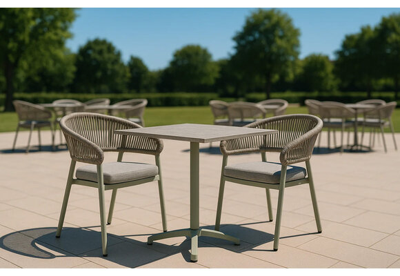 5-Delige tuinset | 4 Tuinstoelen Knokke (Sand) | Inklapbare tuintafel Gent 70x70cm  (Sand)