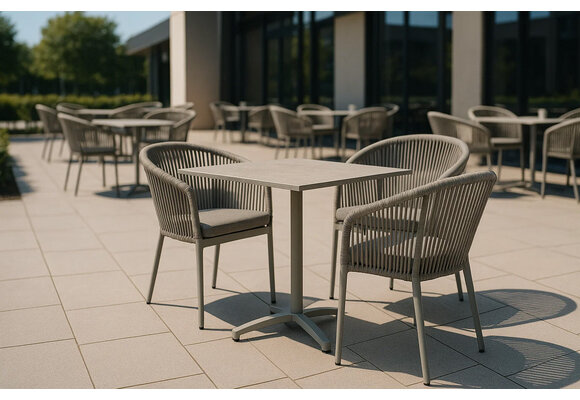 5-Delige tuinset | 4 Tuinstoelen Sluis (Sand) | Inklapbare tuintafel Gent 70x70cm  (Sand)