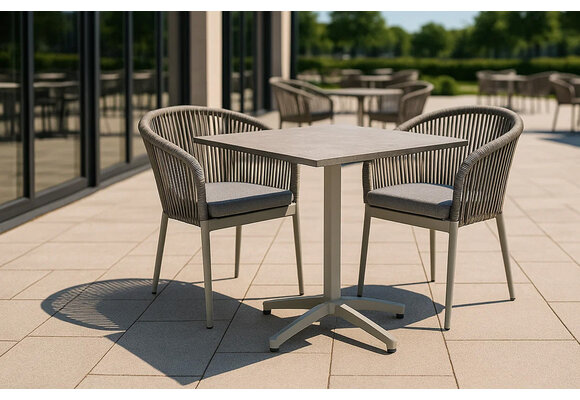 5-Delige tuinset | 4 Tuinstoelen Sluis (Sand) | Inklapbare tuintafel Gent 70x70cm  (Sand)