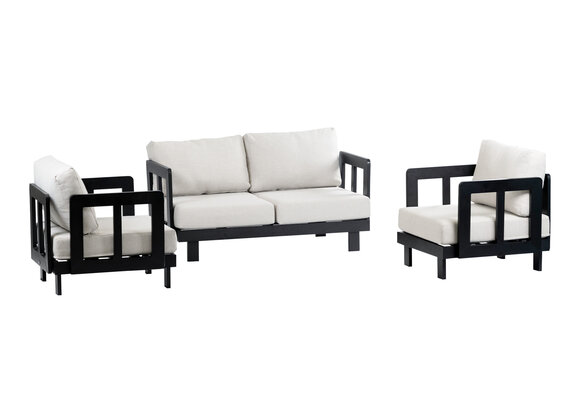 Stoel-bank loungeset Tulum | Black | 2-persoonsbank