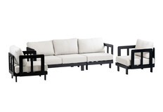 Stoel-bank loungeset Tulum | Black | 3-persoonsbank