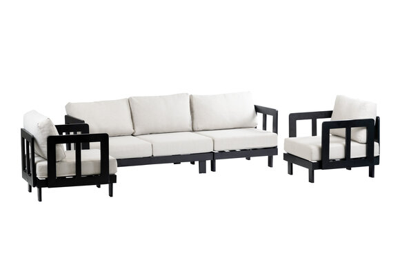 Stoel-bank loungeset Tulum | Black | 3-persoonsbank