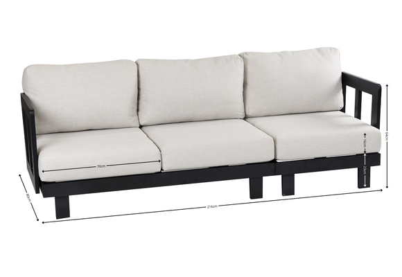 Stoel-bank loungeset Tulum | Black | 3-persoonsbank