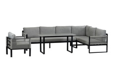 Hoek Lounge Dining Set Reims | Loungestoel Cuba | Rechts | Black