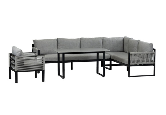 Hoek Lounge Dining Set Reims | Loungestoel Cuba | Rechts | Black