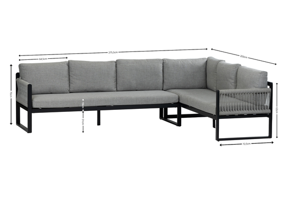 Hoek Lounge Dining Set Reims | Loungestoel Cuba | Rechts | Black