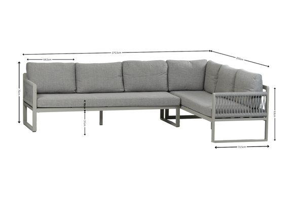 Hoek Lounge Dining Set Reims | Loungestoel Cuba | Rechts | Sand