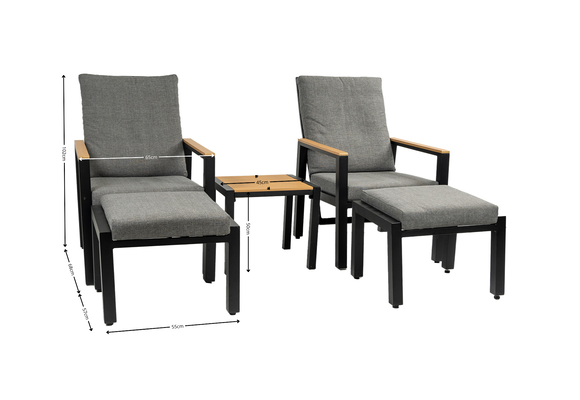 Duo Loungeset Coda | Charcoal | Aluminium