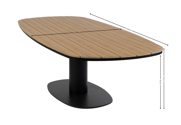 Tuintafel Tower 260cm | Black & Tecon Teak