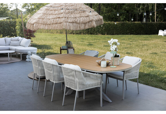 7-delige tuinset | 6 Elvira tuinstoelen (Camel) | Tuintafel Cadiz 240x115cm (Camel)