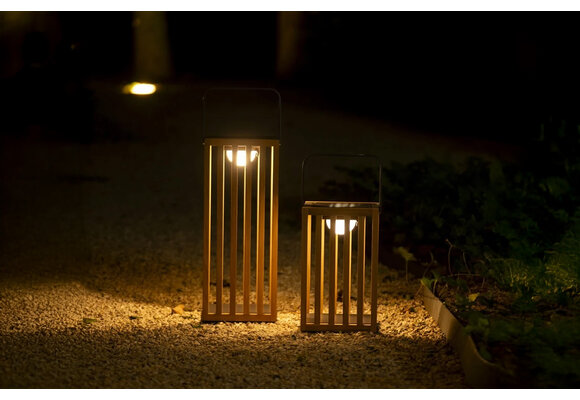 Solar Lantaarn Roos 20x23,5x35cm | Aluminium & Teakhout | Easylight