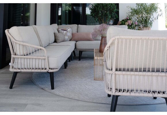 Hoek Loungebank Isabel | 3-delig | Sand/Black  | Rope