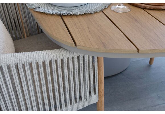 9-delige tuinset | 8 Es Vedra tuinstoelen (Teakhout) | Tuintafel Tower 260cm  (Camel)