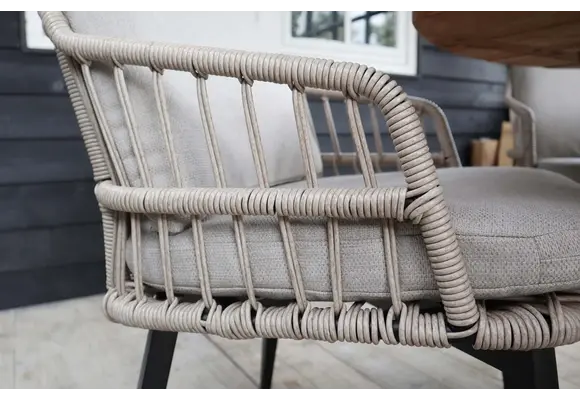 5-delige tuinset | 4 Isabel stoelen (Sand) | 180cm Cyprus tuintafel (Wood)