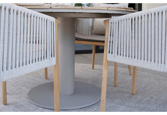 5-delige ronde tuinset | 4 Felline tuinstoelen (Acaciahout) | Tuintafel Tower ø120cm (Camel)