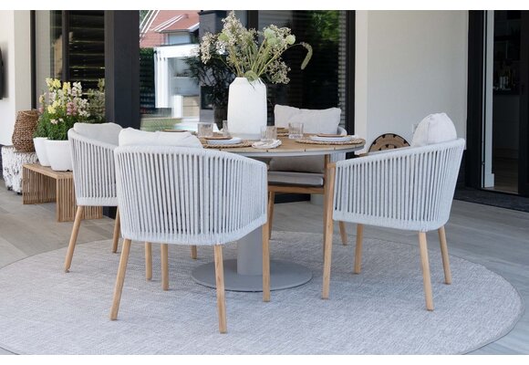 7-delige tuinset | 6 Es Vedra tuinstoelen (Teakhout) | Tuintafel Cadiz 240x115cm (Camel)