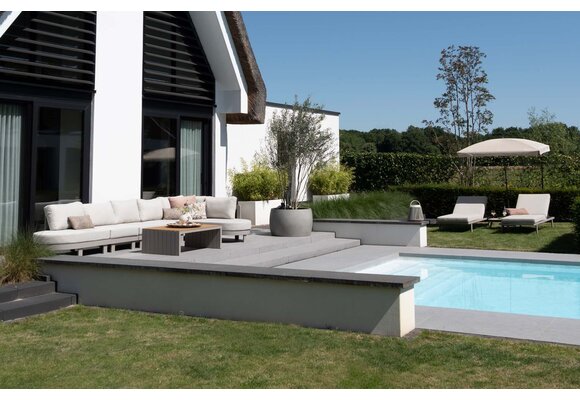 Ligbed Sint Maarten | met kussen | Champagne | Aluminium & Textileen