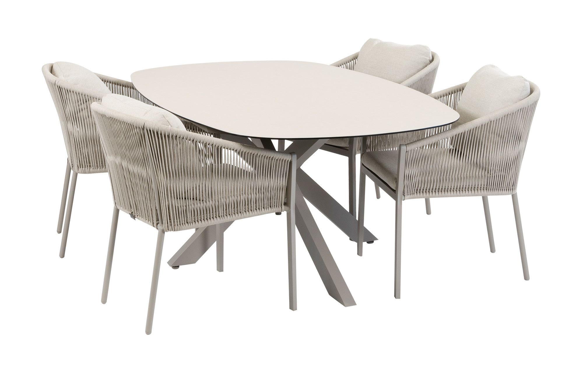 Normin 5-delige tuinset | 4 Elvira tuinstoelen (Camel) | Tuintafel Malaga 180x115cm (Camel)