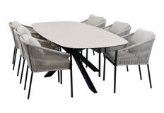 7-delige tuinset | 6 Elvira tuinstoelen | Tuintafel Malaga 240x115cm