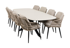 9-delige tuinset | 8 Isabel tuinstoelen | Tuintafel Malaga 280x115cm