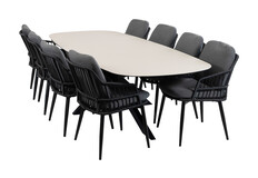 9-delige tuinset | 8 Isabel tuinstoelen | Tuintafel Malaga 280x115cm