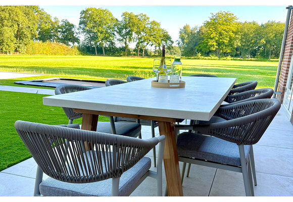 7-delige tuinset | 6 Brugge tuinstoelen (Sand) | Tuintafel Rock 235x95 cm (Sand)