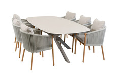 7-delige tuinset | 6 Es Vedra tuinstoelen | Tuintafel Malaga 240x115cm