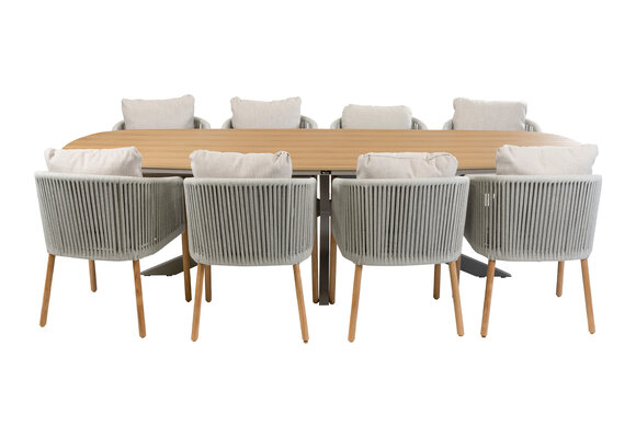 9-delige tuinset | 8 Es Vedra tuinstoelen (Teakhout) | Tuintafel Cadiz 280x115cm (Camel)