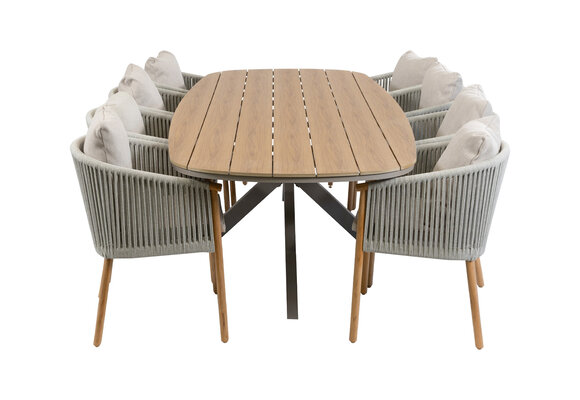 9-delige tuinset | 8 Es Vedra tuinstoelen (Teakhout) | Tuintafel Cadiz 280x115cm (Camel)