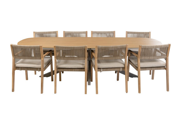 9-delige tuinset | 8 Felline tuinstoelen (Acaciahout) | Tuintafel Cadiz 280x115cm (Camel)