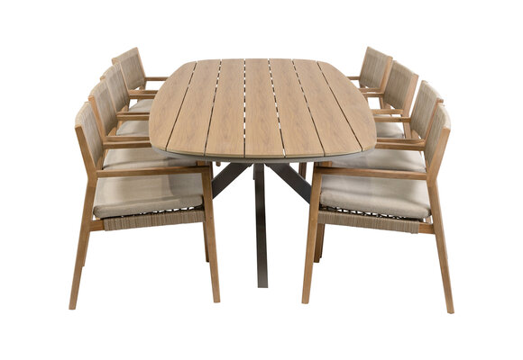 9-delige tuinset | 8 Felline tuinstoelen (Acaciahout) | Tuintafel Cadiz 280x115cm (Camel)