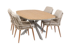 5-delige tuinset | 4 Isabel tuinstoelen | Tuintafel Cadiz 180x115cm