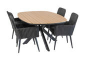 5-delige tuinset | 4 Pisa tuinstoelen | Tuintafel Cadiz 180x115cm