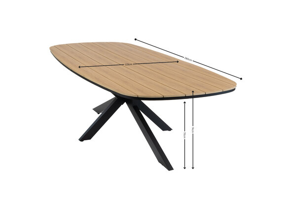 9-delige tuinset | 8 Pisa tuinstoelen (Black) | Tuintafel Cadiz 280x115cm (Black)