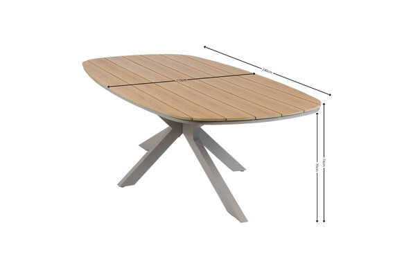 7-delige tuinset | 6 Felline tuinstoelen (Acaciahout) | Tuintafel Cadiz 240x115cm (Camel)