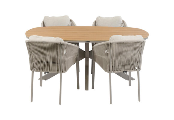 5-delige tuinset | 4 Elvira tuinstoelen (Camel) | Tuintafel Cadiz 180x115cm (Camel)