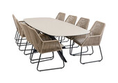 9-delige tuinset | 8 Mona tuinstoelen | Tuintafel Malaga 280x115cm