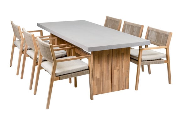 7-delige tuinset | 6 Felline stoelen | 210x100cm Rock tuintafel