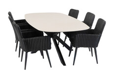 7-delige tuinset | 6 Pisa tuinstoelen | Tuintafel Malaga 240x115cm