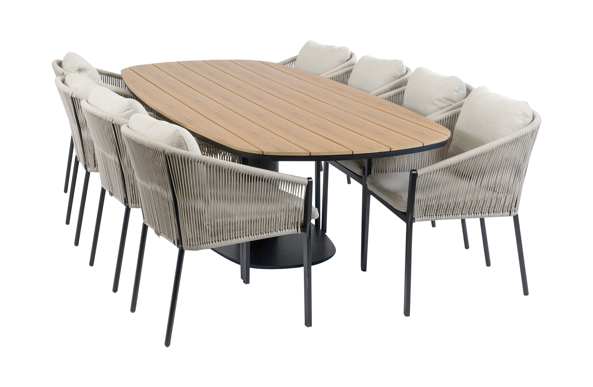 Normin 9-delige tuinset | 8 Elvira tuinstoelen (Black) | 260cm Tower tuintafel (Black)